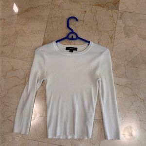 Forever 21 White Ribbed Long Sleeve Top